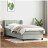 Image de Sommier à lattes de lit et matelas gris clair 80x220 cm velours 3317715