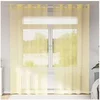 Image de Rideaux en voile avec oillets 2 pcs jaune, rideau en filet, rideau transparent, voile de fenêtre, traitement de 4102133
