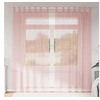 Image de Rideaux en voile avec passe-tringles 2 pcs rose, rideau en filet, rideau transparent, voile de fenêtre, traitement de 4102199