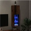Image de Meuble TV avec lumières LED vieux bois 30,5x30x102 cm