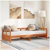 Image de Lit de jour avec matelas cire marron 90x200 cm bois pin massif 3321052