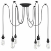 Image de Lampe suspendue avec 6 porte-lampes E27 noir métal, lampe suspendue en forme d'araignée, lampe suspendue en forme 4103455