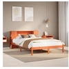 Image de Lit bibliothèque sans matelas cire marron 135x190 cm pin massif, lit, meuble de chambre à coucher, lit avec 3321551