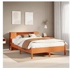 Image de Lit bibliothèque sans matelas cire marron 135x190 cm pin massif, lit, meuble de chambre à coucher, lit avec 3322842