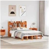 Image de Lit bibliothèque sans matelas cire marron 160x200 cm pin massif 3323967