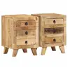 Image de Table de chevet 2 pcs 37x32x50 cm bois massif de manguier brut