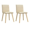 Image de Lot de 2 chaise interieur non pliable en bois massif H. 86 cm beige