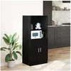 Image de Armoire de cuisine noir 57x41,5x131,5 cm bois d'ingénierie 860122