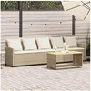 Image de Canapé de jardin avec coussins 5 places beige résine tressée, canapé d'extérieur, canapé de jardin 5 places, canapé 4104115