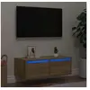 Image de Meuble TV avec lumières LED chêne sonoma 75x35,5x25 cm, meuble hifi, centre de divertissement, armoire TV, meuble 860231