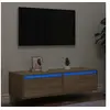 Image de Meuble TV avec lumières LED chêne sonoma 100X35,5x25 cm, meuble hifi, centre de divertissement, armoire TV, meuble 860240