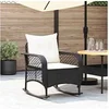 Image de Chaise à bascule de jardin avec coussins noir résine tressée, chaise à bascule d'extérieur, chaise à bascule de 4104193