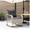 Image de Chaise à bascule de jardin avec coussins gris clair poly rotin