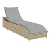 Image de Chaise longue pliante coussin et rangement beige résine tressée