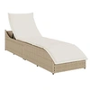Image de Chaise longue pliante coussin et rangement beige résine tressée