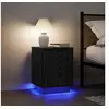 Image de Tables de chevet avec lumières LED 2 pcs noir 38x34x50 cm, table d'appoint, armoire de lit, table d'appoint pour 861268