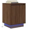 Image de Table de chevet avec lumières LED chêne marron 38x34x50 cm