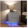 Image de Tables de chevet avec lumières LED 2 pcs blanc 38x34x50 cm