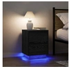 Image de Tables de chevet avec lumières LED 2 pcs noir 38x34x50 cm, table de nuit, table de lit, table d'appoint, armoire de 861286