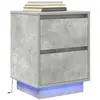 Image de Table de chevet avec lumières LED gris béton 38x34x50 cm, table de nuit, table de lit, table d'appoint, armoire de 861289