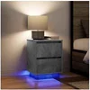 Image de Tables de chevet avec lumières LED 2 pcs gris béton 38x34x50 cm, table de nuit, table de lit, table d'appoint, 861290