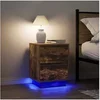 Image de Tables de chevet avec lumières LED 2pcs chêne fumé 38x34x50 cm