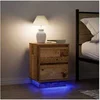 Image de Tables de chevet avec lumières LED 2pcs vieux bois 38x34x50 cm, table de nuit, table de lit, table d'appoint, armoire 861298
