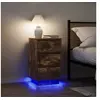 Image de Table de chevet avec lumières LED chêne fumé 38x34x65 cm