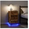Image de Table de chevet avec lumières LED vieux bois 38x34x65 cm