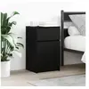 Image de Tables de chevet 2 pcs noir 39x35x65 cm bois d'ingénierie