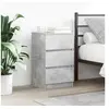 Image de Table de chevet avec 3 tiroirs gris béton 39x35x65 cm