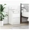 Image de Table de chevet avec 2 tiroirs blanc 38x34x80 cm