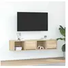 Image de Meubles TV 2 pcs chêne sonoma 60x31x25,5 cm bois d'ingénierie, banc TV, meuble hifi, centre de divertissement, buffet 861441