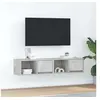 Image de Meubles TV 2 pcs gris béton 60x31x25,5 cm bois d'ingénierie, banc TV, meuble hifi, centre de divertissement, buffet 861443