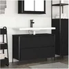 Image de Meuble de salle de bain lavabo tiroirs chêne noir 90x34,5x60 cm, meuble vasque de toilette, meuble de rangement de 861877