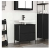 Image de Meuble de salle de bain lavabo tiroirs chêne noir 60x34,5x60 cm, meuble vasque de toilette, meuble de rangement de 861882