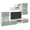 Image de Meubles TV avec lumière LED 5 pcs vert olive bois d'ingénierie, meuble TV, meuble de rangement multimédia, meuble de 3324232