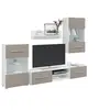 Image de Meubles TV avec lumière LED 5 pcs gris pierre bois d ingénierie