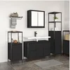 Image de Ensemble de meubles de salle de bain 3 pièces Chêne noir en bois d ingénierie