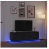 Image de Meuble TV avec lumières LED chêne noir 160,5x41x50 cm, support TV, meuble télé, meuble multimédia, banc TV, meuble 3328427