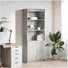 Image de Buffet haut gris béton 70x35x180 cm bois d ingénierie