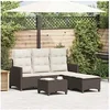 Image de Salon de jardin - Lot de 3 pieces - Resine tressee Marron - 2 personnes - 1 table fixe 1 canape
