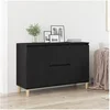 Image de Buffet Noir Chêne 101x35x60 cm Bois reconstitué