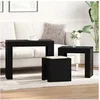Image de Tables basses gigognes 3 pcs en bois d ingénierie noir