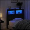 Image de Armoire tête de lit avec LED chêne noir 100x17x102 cm, tête de lit, tête de lit à LED, armoire de chambre à coucher 863127