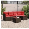 Image de Salon de jardin avec coussins 6 pcs marron résine tressée 3325280