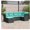 Image de Salon de jardin GENERIQUE - 6 pièces - 1 table 1 canapé - Rotin noir - 55 x 53 x 55 cm