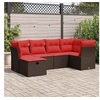 Image de Salon de jardin avec coussins 6 pcs marron résine tressée 3325290