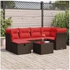 Image de Salon de jardin avec coussins 7 pcs marron résine tressée 3325300