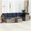 Image de Salon de jardin 8 pcs avec coussins gris résine tressée 3325317